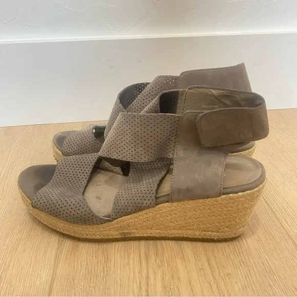 EILEEN FISHER Taupe Leather “Willow” Espadrilles - Picture 3 of 7